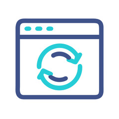 Browser window with circular arrow icon on White Background