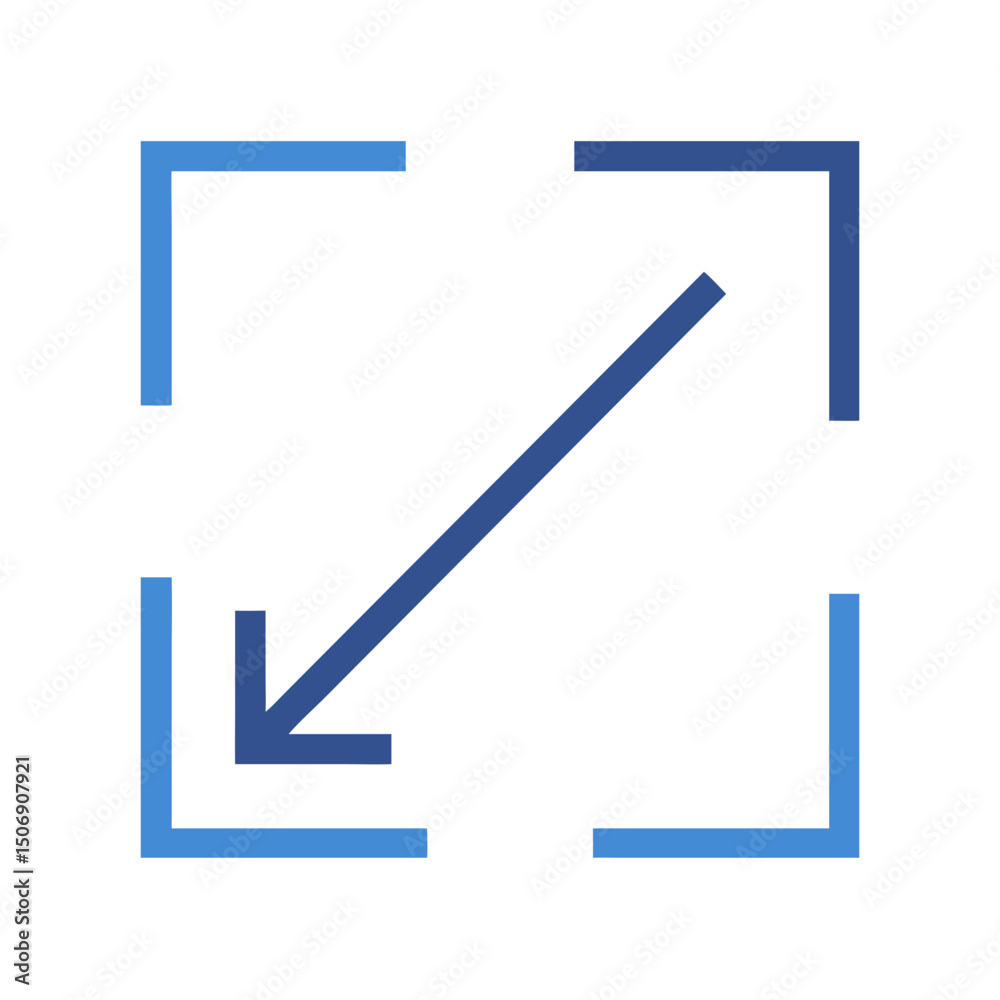 Poster scale down vector icon with diagonal arrow symbol