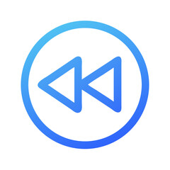 Blue rewind button icon inside circle against White Background