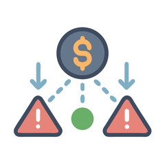 Financial risk and investment diagram with dollar coin
