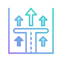 Road forks with arrows facing up in direction concept