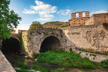 Roman bridge over Selinus River near Red Basilica in Bergama Turkey