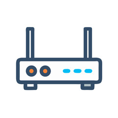 Stylized flat vector illustration of a wireless internet router