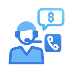 Iconic Customer Service Representative Earning Revenue on White Backdrop