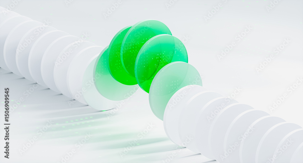 Aufkleber abstract visualising of green artificial intelligence sustainable concept on white background.