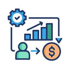 Streamlined business processes lead to financial success icon design