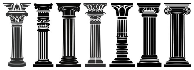 PNG Classical architectural column designs, element set on transparent background
