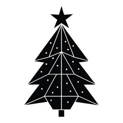 Obraz premium Christmas Tree Adorned with Origami Style Paper Ornaments