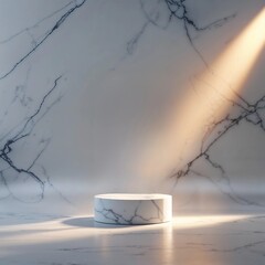 Light Gray Marble Background with Subtle Veining and Natural Side Light for Elegant Modern Product Presentation
