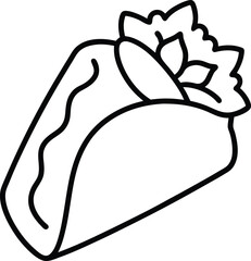 Spinach Feta Wrap Vector Line Art for Vegetarian Menus, Cafe Branding, and Snack Icons