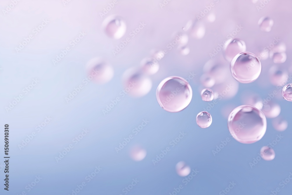 Poster abstract image of floating water droplets with soft pastel colors creating a serene and calming atmo