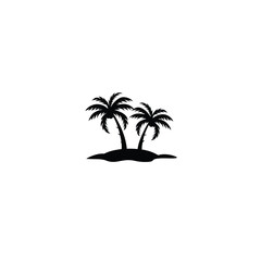 Obraz premium Palm trees island silhouette on white background