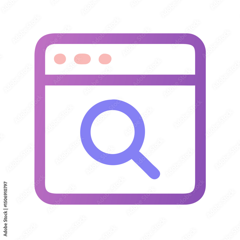 Poster magnifying glass within browser window with gradient background
