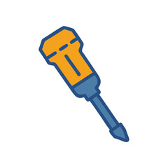 Stylized vector image of a blue and orange screwdriver