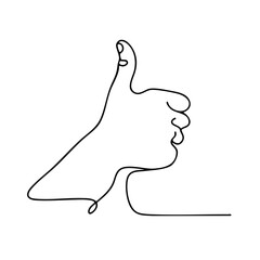 Obraz premium Continuous line drawing of a hand giving a thumbs up gesture 