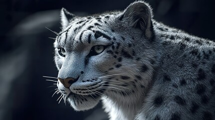 Fototapeta premium Snow leopard with Himalayan terrain exposure