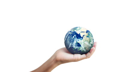 Holding earth in hand a symbol of responsibility global awareness nature minimalist close-up conceptual photography