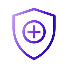 Obraz premium Abstract gradient shield with cross sign on White Background