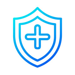 Fototapeta premium Blue gradient shield with cross protection icon on White