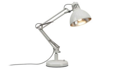 Isolated Adjustable White Architect Lamp with Metal Shade