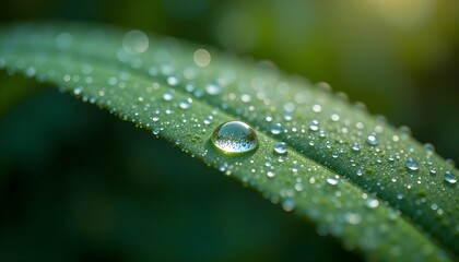 Macro Photography Dewdrops on a Leaf, Nature's Tiny Wonders