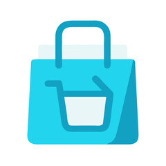 Fototapeta premium Minimalist blue shopping bag icon for digital marketing