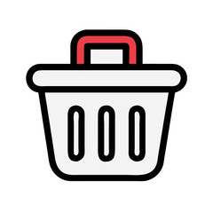 Graphic icon of a waste basket isolated on White