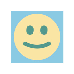 Minimalist smiling face icon in pastel colors on square