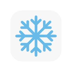 Flat design snowflake icon on white rounded square background