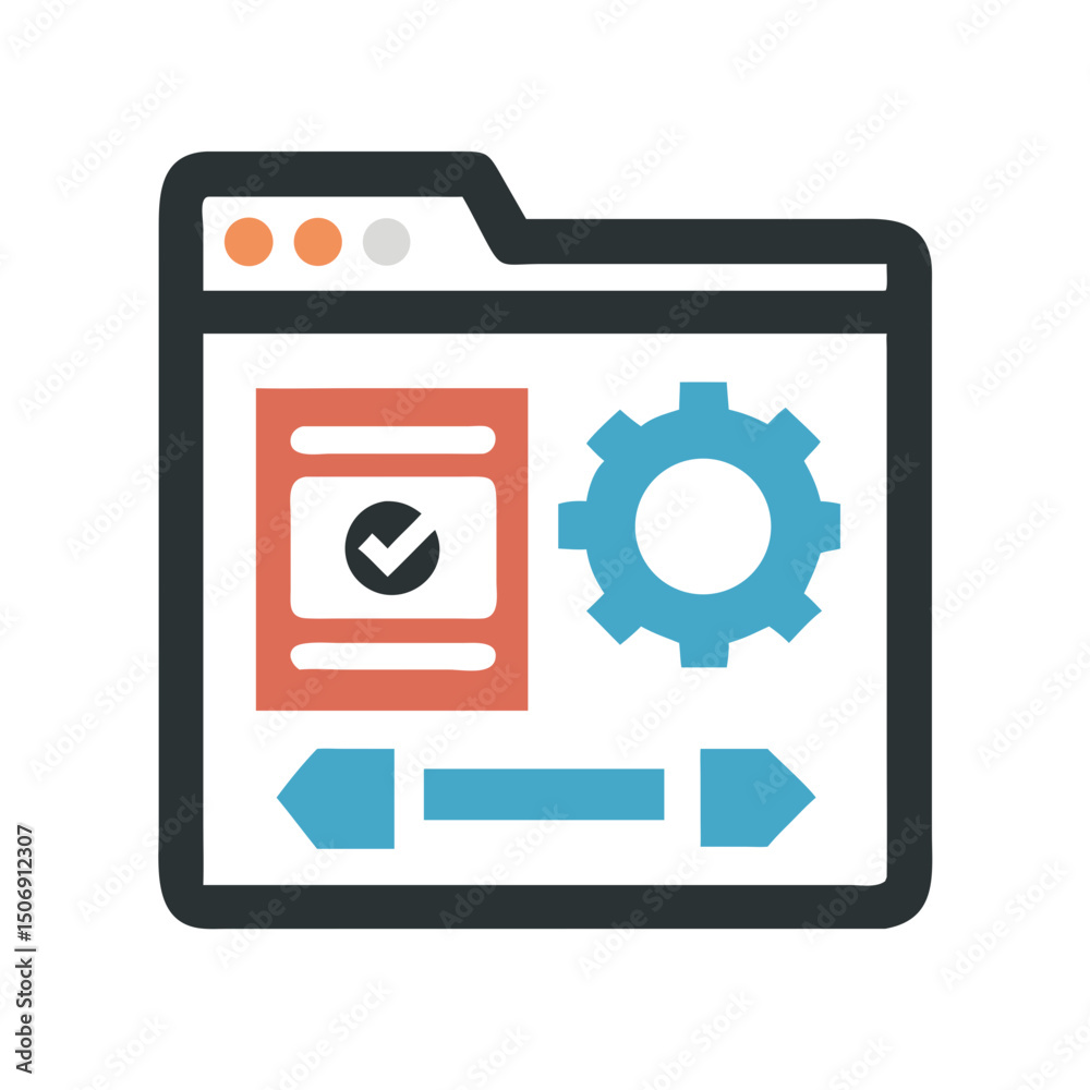 Poster simple web application development and configuration icon illustration