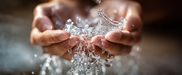 The Hands Cradling Water in a Gentle and Refreshing Splash