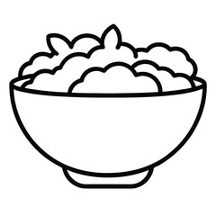 Teriyaki Chicken Bowl Vector Line Art for Japanese Menus, Cafes, and Bento Branding