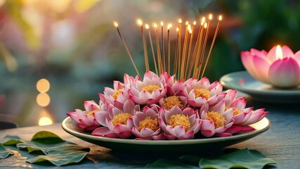 pink lotus on a plate	