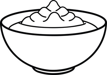 Teriyaki Tofu Bowl Vector Line Art for Vegan Japanese Menus and Healthy Meal Posters