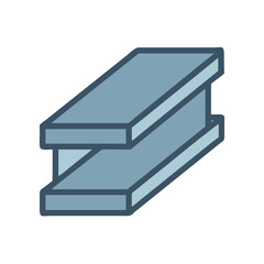 Blue metal I-beam structure on solid White Background image