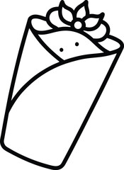 Tofu Teriyaki Wrap Vector Line Art for Vegan Menu Branding and Asian Wrap Illustrations