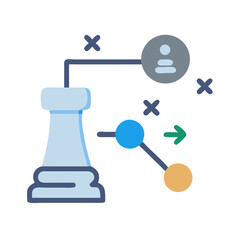 Abstract Strategy Planning Icon on White Background, Flat Design