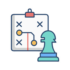 Chess pawn planning strategy on clipboard game plan illustration