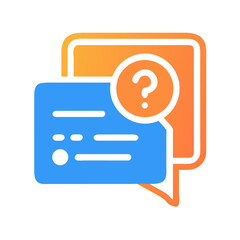 Illustration of two speech bubbles one has question mark
