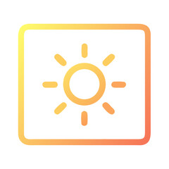 Stylized sun icon inside rounded square on White Background