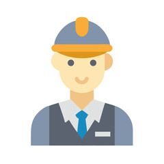 Flat Illustration of Engineer Wearing Hard Hat and Suit