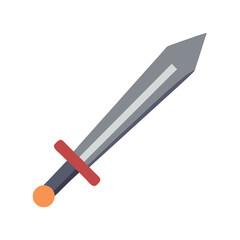 Isolated cartoon sword with red crossguard on White Background