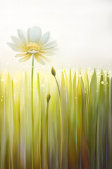 The image of a flower in the grass with splashes is a summer drawing