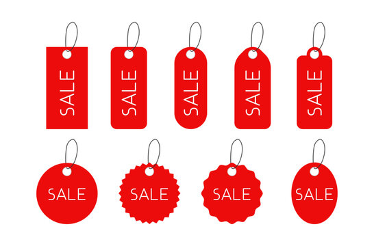 Red tags with text: Sale.