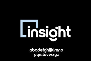 word insight ,  modern minimalist  geometric circular font with rounded edges.