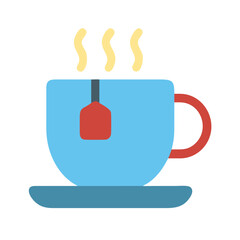 Stylized mug of tea on a saucer illustration