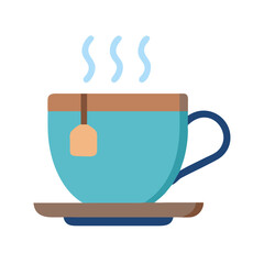 Flat illustration of a cup of tea with steam