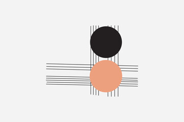 Minimalist abstract art  geometric circles and lines