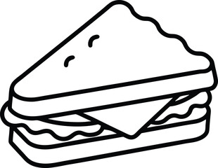 Tuna Salad Sandwich Vector Line Art for Healthy Cafe Menus and Meal Prep Branding