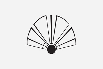 Minimalist fan icon: sunburst or sunrise line art abstract art deco fan geometric radial outline graphic